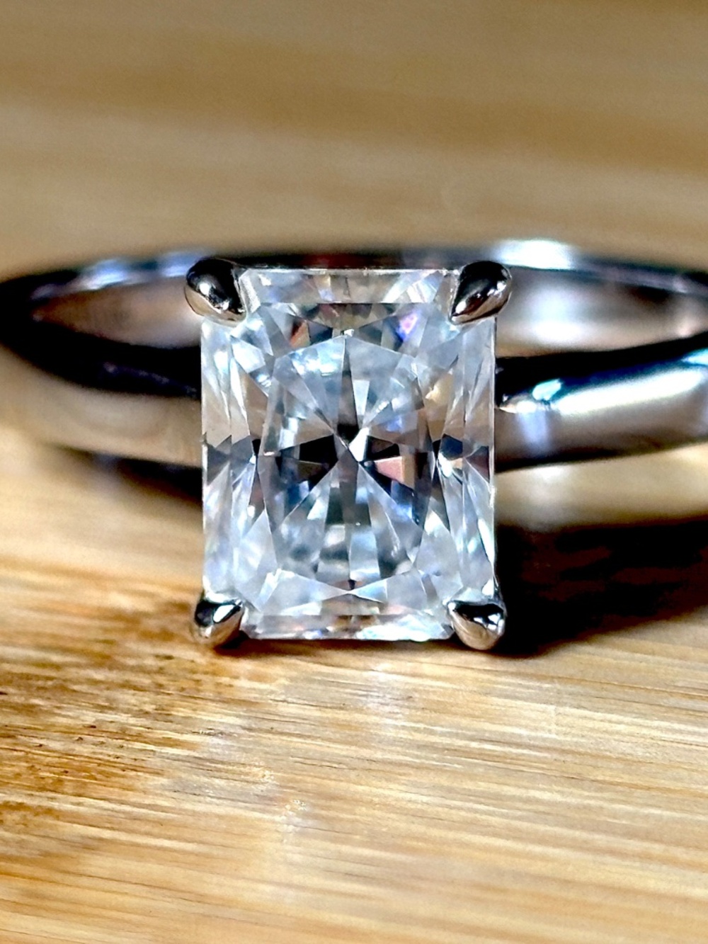 A certified 3ct radiant Moissanite solitaire in solid sterling silver and 18k! - Picture 9 of 16